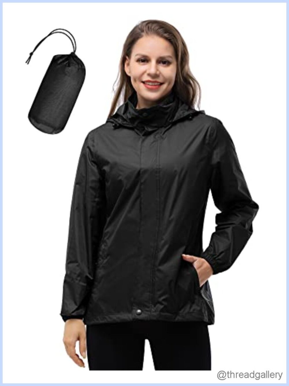 Women's Waterproof Lightweight Packable Raincoat Hooded Rain Jacket